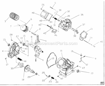 Part Location Diagram of 21942E Briggs and Stratton Complete Long Block